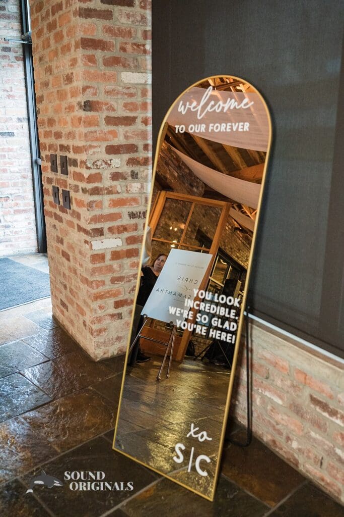 Beautiful wedding mirror at Historic 1625 Tacoma Place Wedding