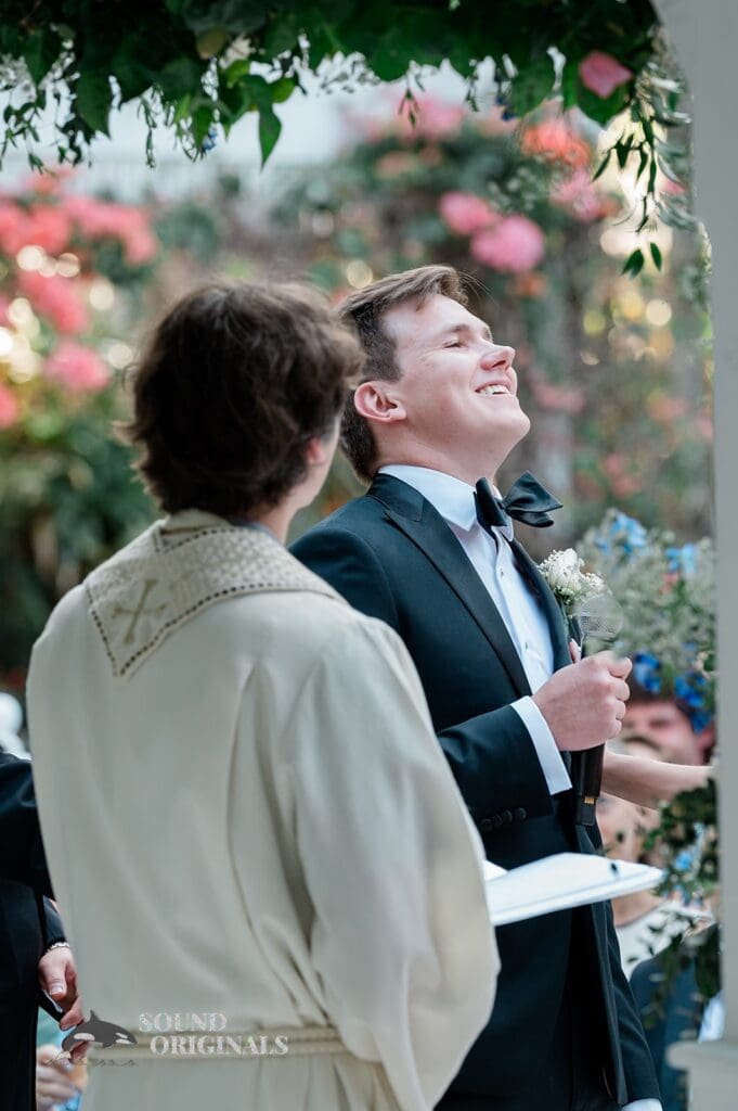 The groom laughing at The Palms Hotel & Spa Wedding