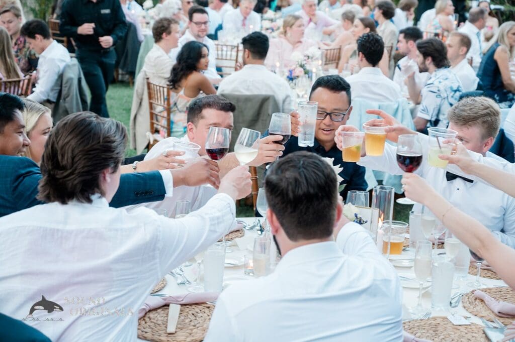 Wedding guests sharing a toast at The Palms Hotel & Spa Wedding