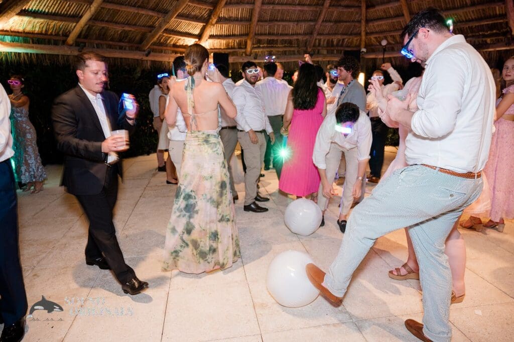 Guests enjoying wedding details on dancefloor at The Palms Hotel & Spa Wedding