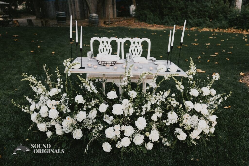 Dazzling wedding seats with fine decoration for bride and groom captured at The Havens Country Club Wedding