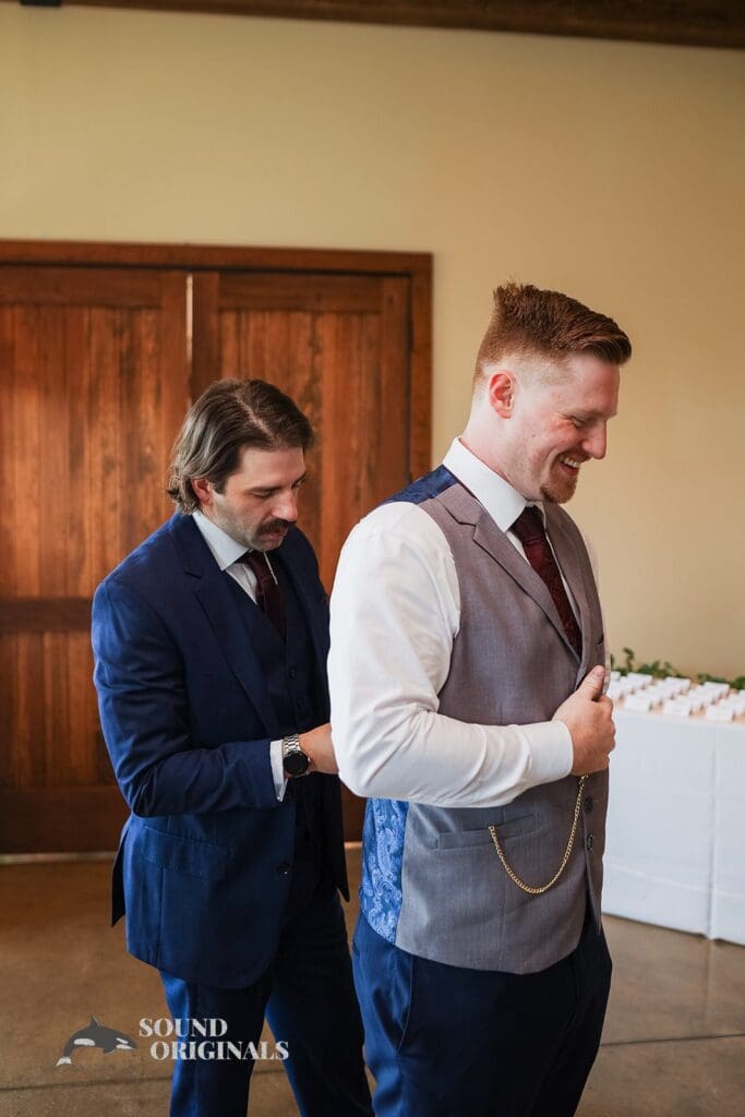 Groom getting ready for his wedding at Folino Estate Winery