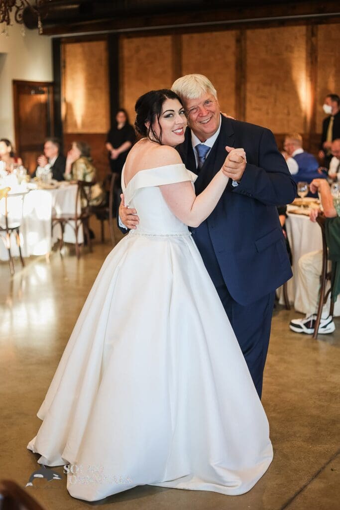 Bride sharing the dancefloor with her dad at Folino Estate Winery