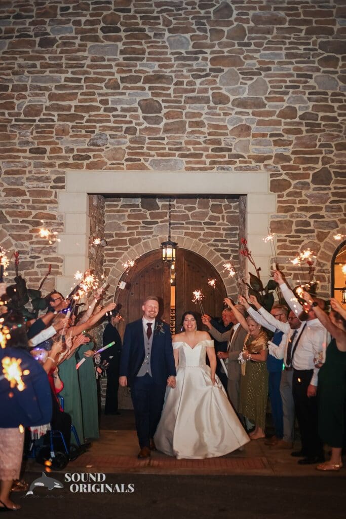 Sparklers up for the couple's send off at Folino Estate Winery