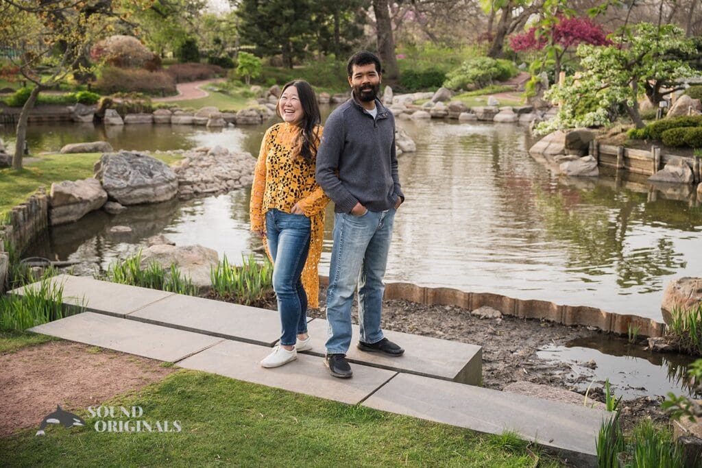 by the pond at Osaka Garden