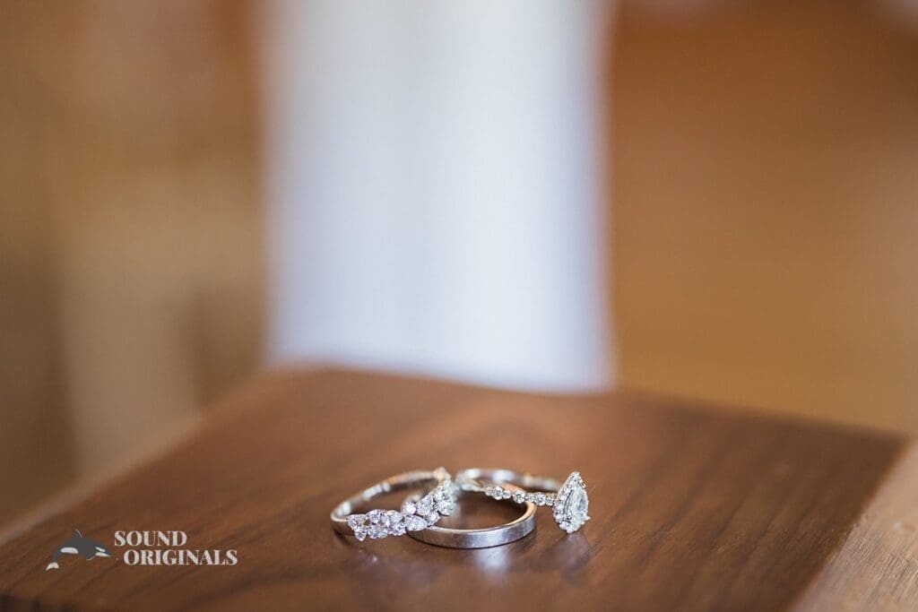 Beautiful diamond rings at The Cliff House Dallas Wedding
