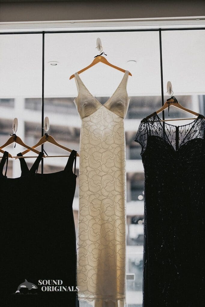 Wedding and Bridesmaid's Dresses Hanging at The Carlisle Room Wedding