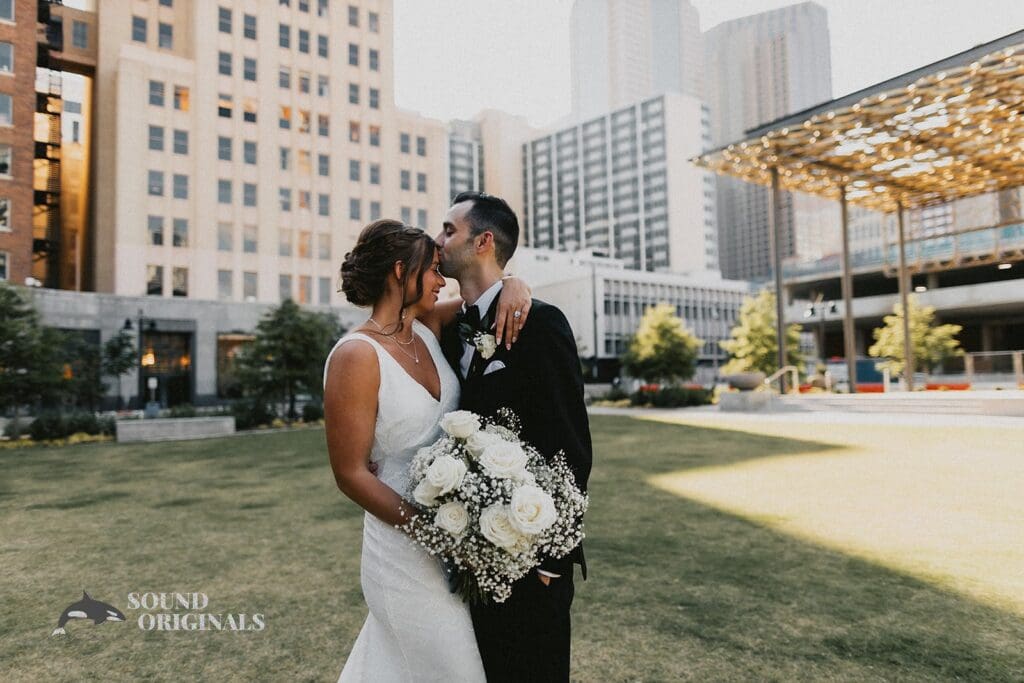 Wedding Photographer Captures Romantic Photo Outside The Carlisle Room Wedding