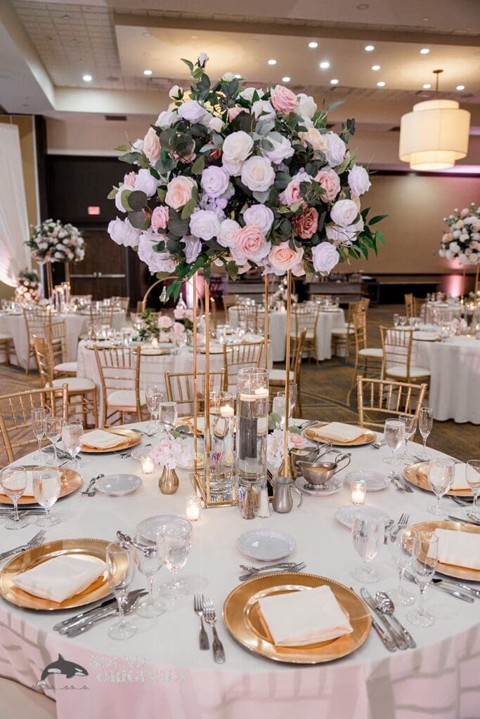 Floral centrepieces at Embassy Suites by Hilton Naperville Wedding