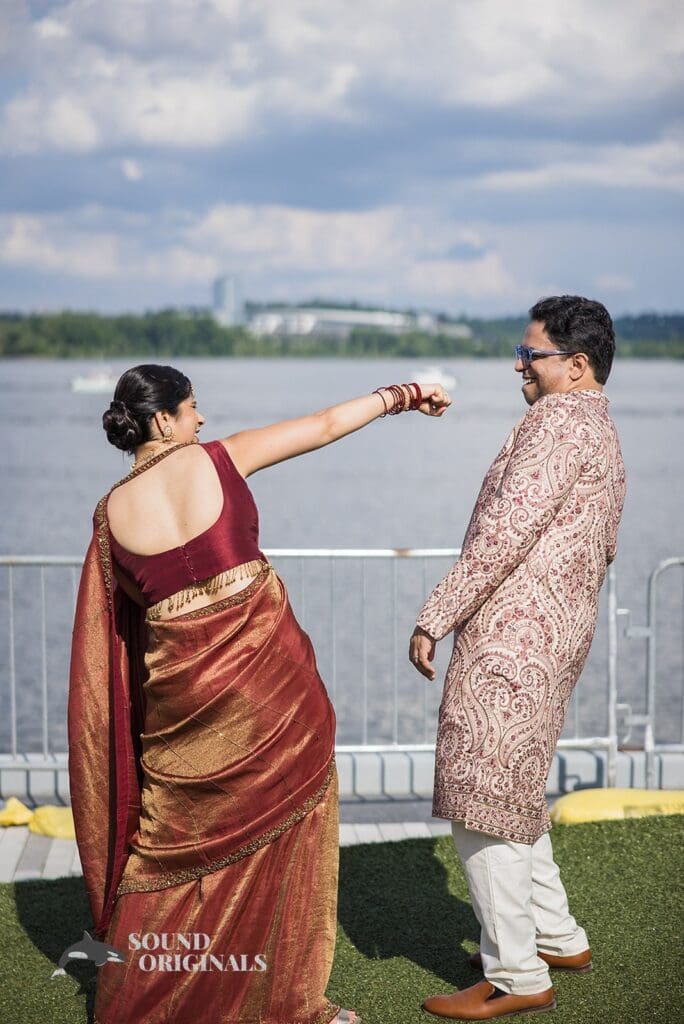 Funny photos of bride and groom at Torpedo Factory Art Center Wedding