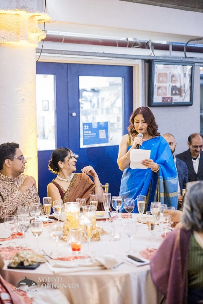 Guest giving speech at Torpedo Factory Art Center Wedding