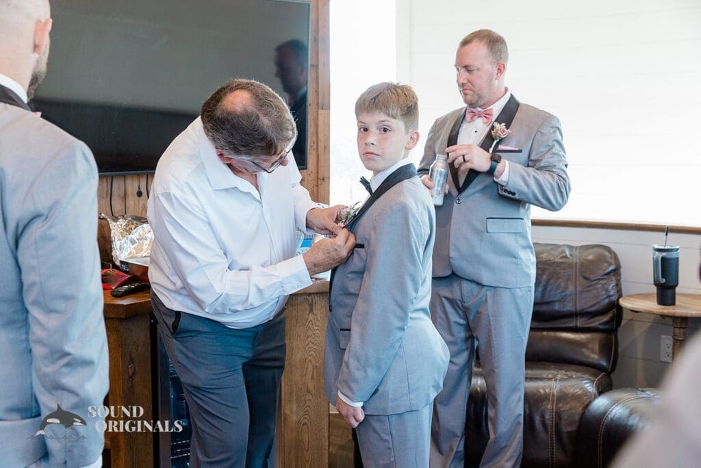 Groom's boy gets set for The French Farmhouse Wedding