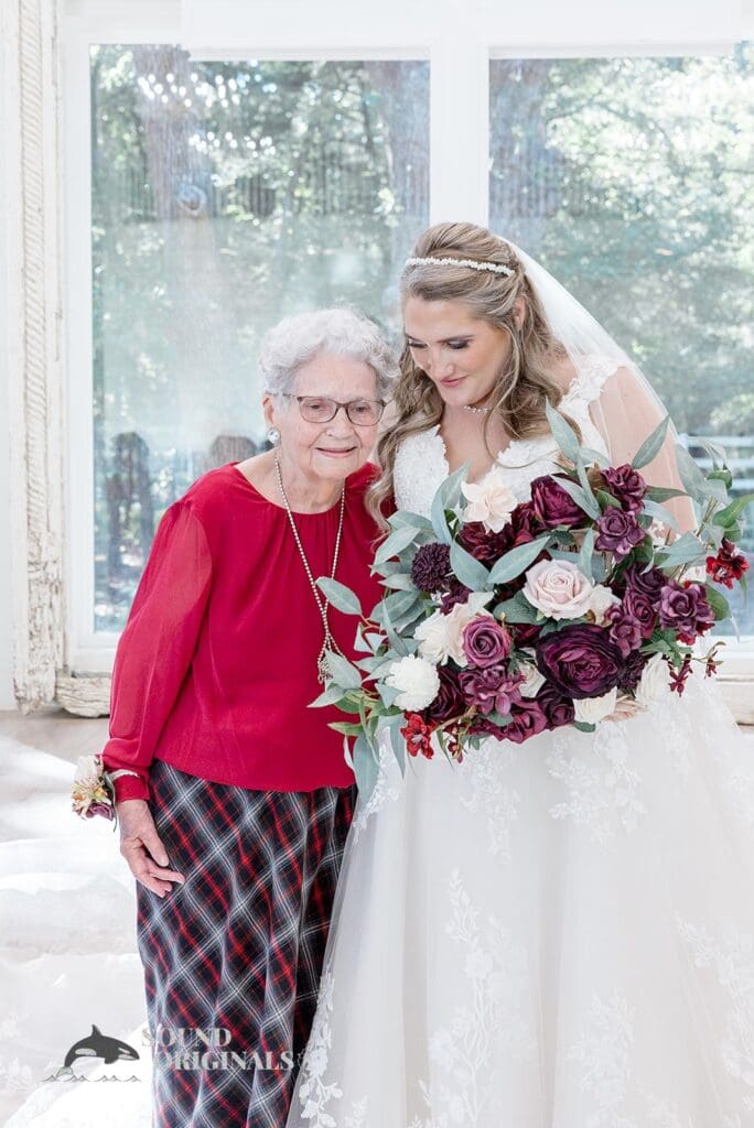 Bride and her granny look radiant at The French Farmhouse Wedding