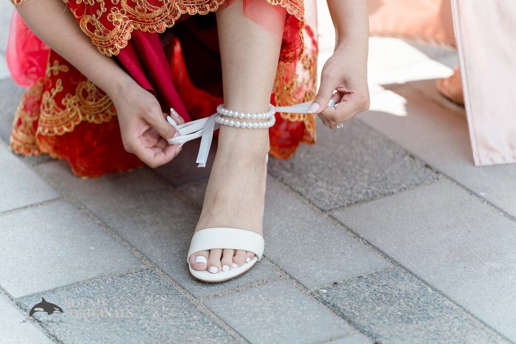 Pearl details for the bride at The Abbington Distinctive Banquets Wedding