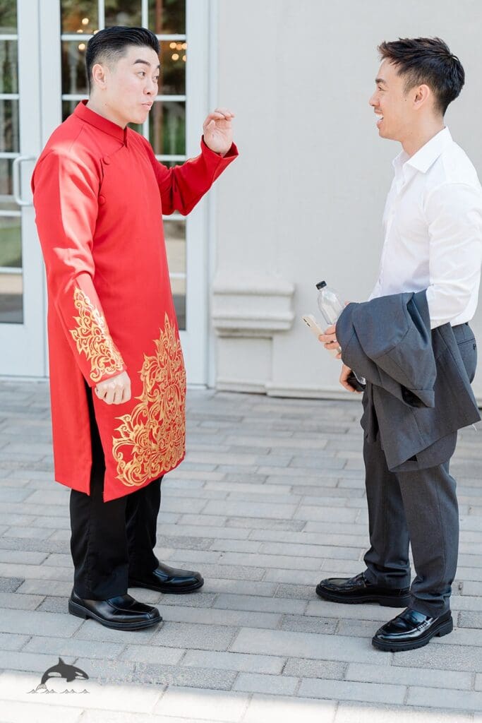 The groom in his traditional attire at The Abbington Distinctive Banquets Wedding