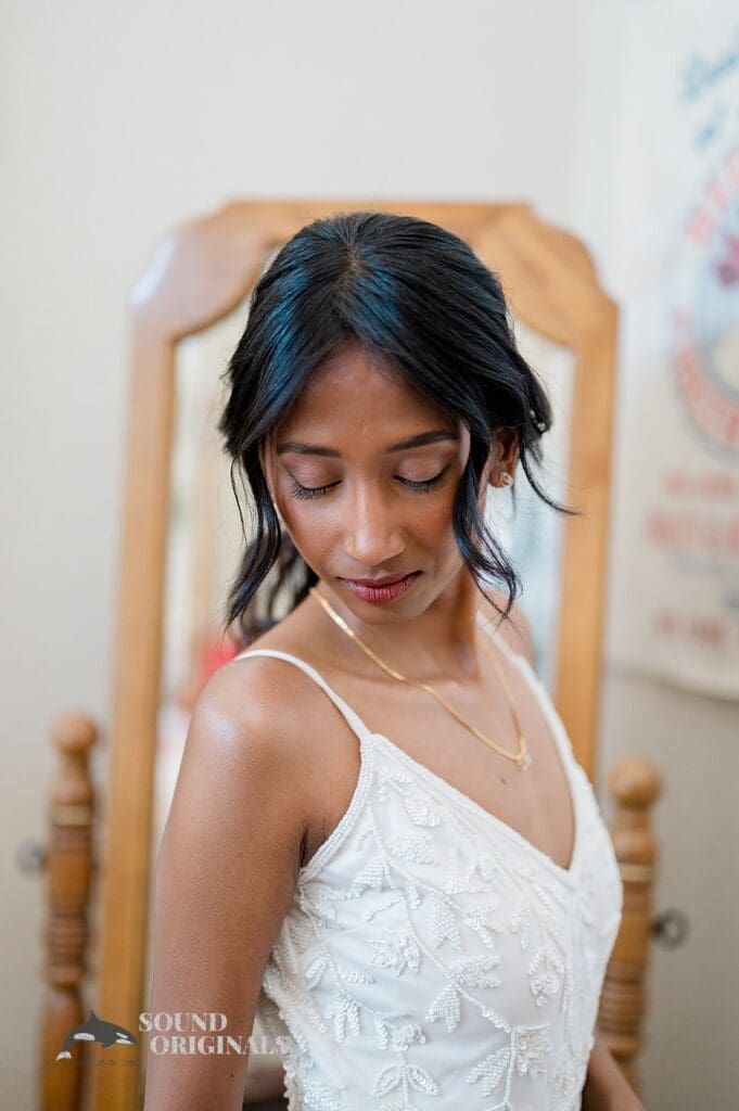 Gorgeous portrait of the bride at The Red Farmhouse Bed & Breakfast Wedding