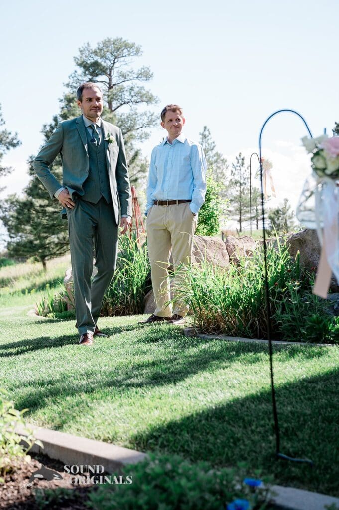 The groom arriving to The Red Farmhouse Bed & Breakfast Wedding