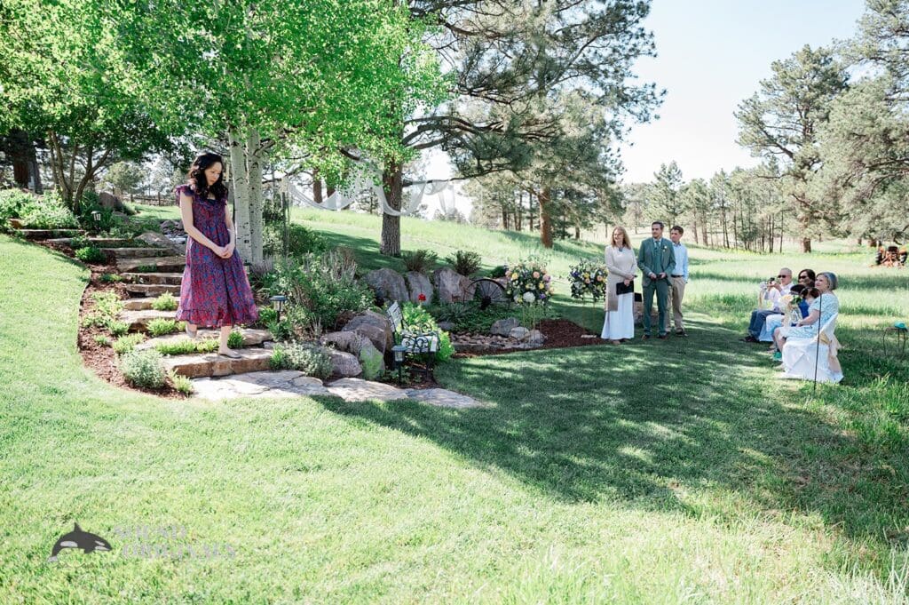 Bridesmaid arrives at The Red Farmhouse Bed & Breakfast Wedding