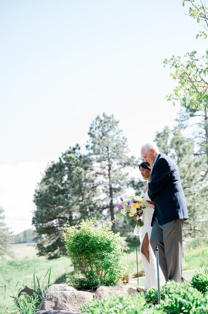 The bride and father at The Red Farmhouse Bed & Breakfast Wedding
