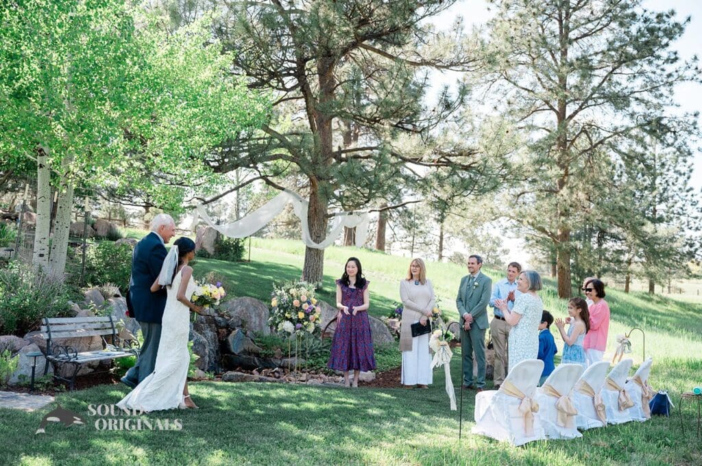 The arrival of the bride at The Red Farmhouse Bed & Breakfast Wedding