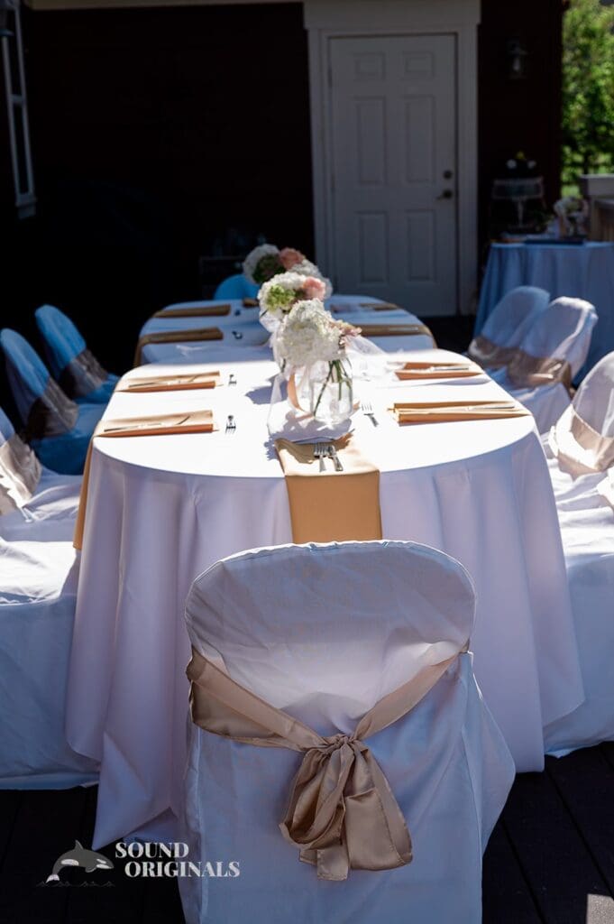 Intimate wedding breakfast set up at The Red Farmhouse Bed & Breakfast Wedding reception