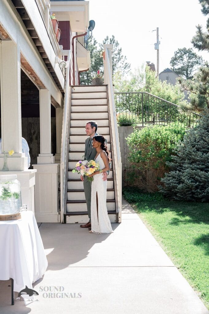 Bride and groom at The Red Farmhouse Bed & Breakfast Wedding reception