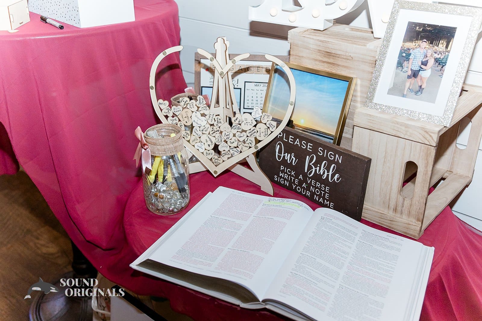 Catchy couple photo with bible to engage guests In The French Farmhouse Wedding