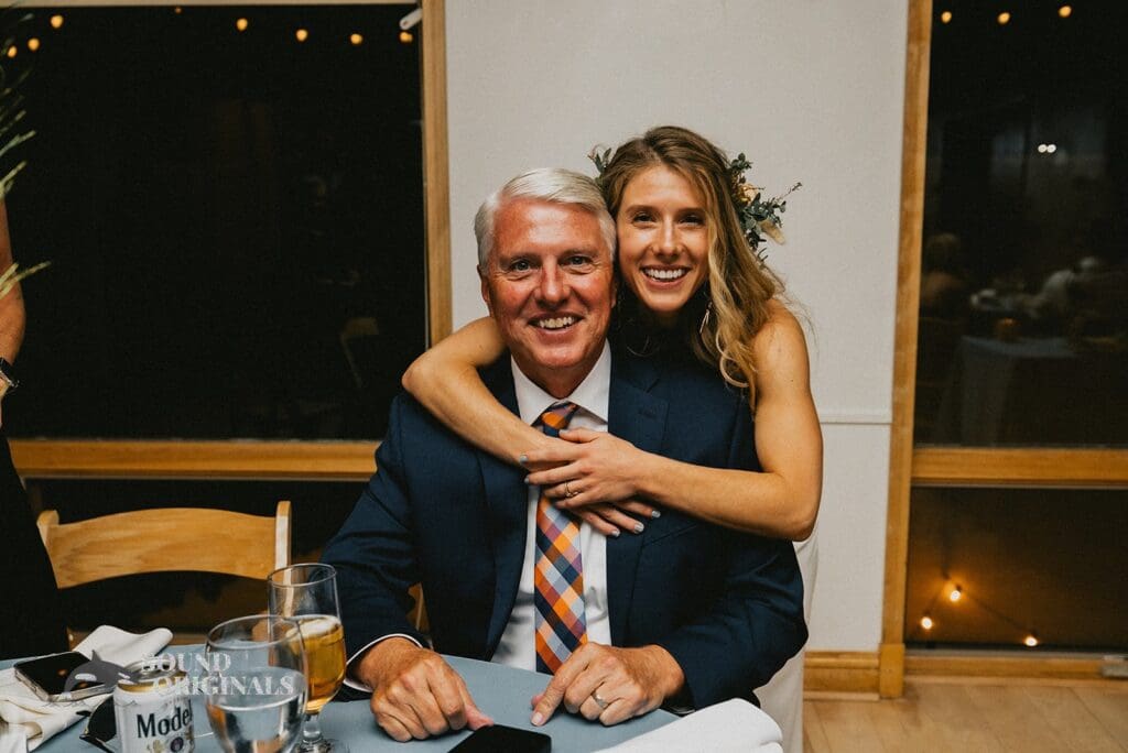 Gorgeous dad with bride in a Rembrandt Yard Wedding
