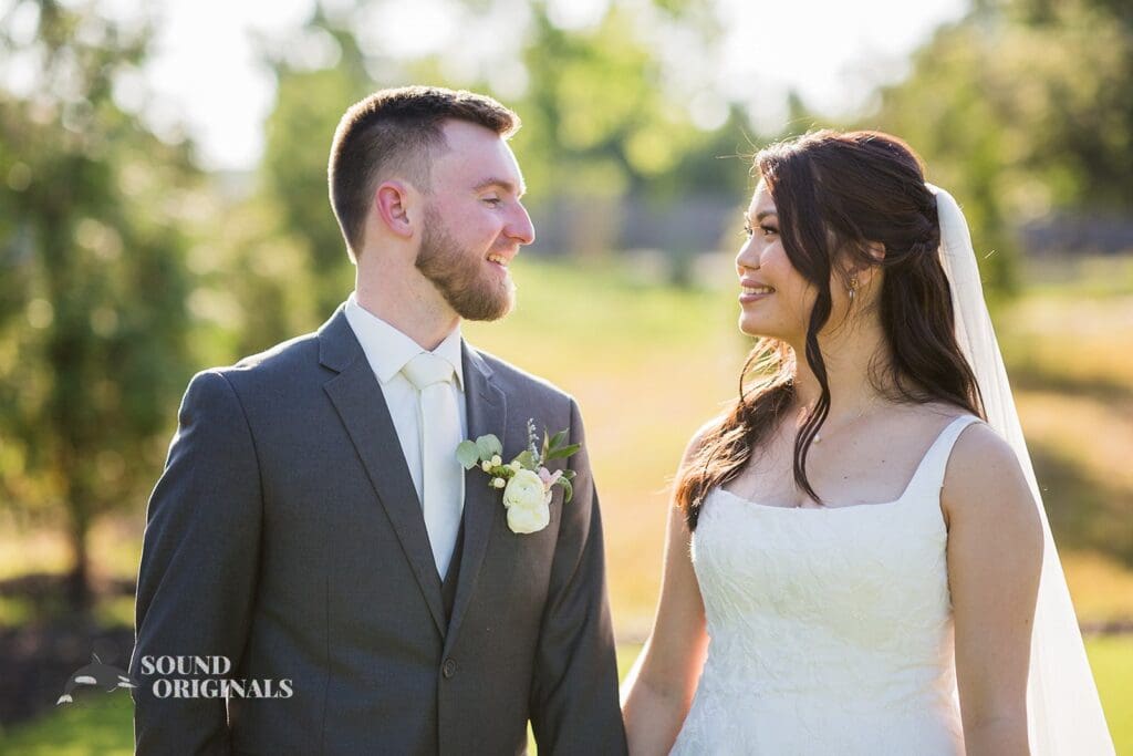 Wedding photographer captures landscape photo of the newlyweds at The Oakley on the Lake Wedding