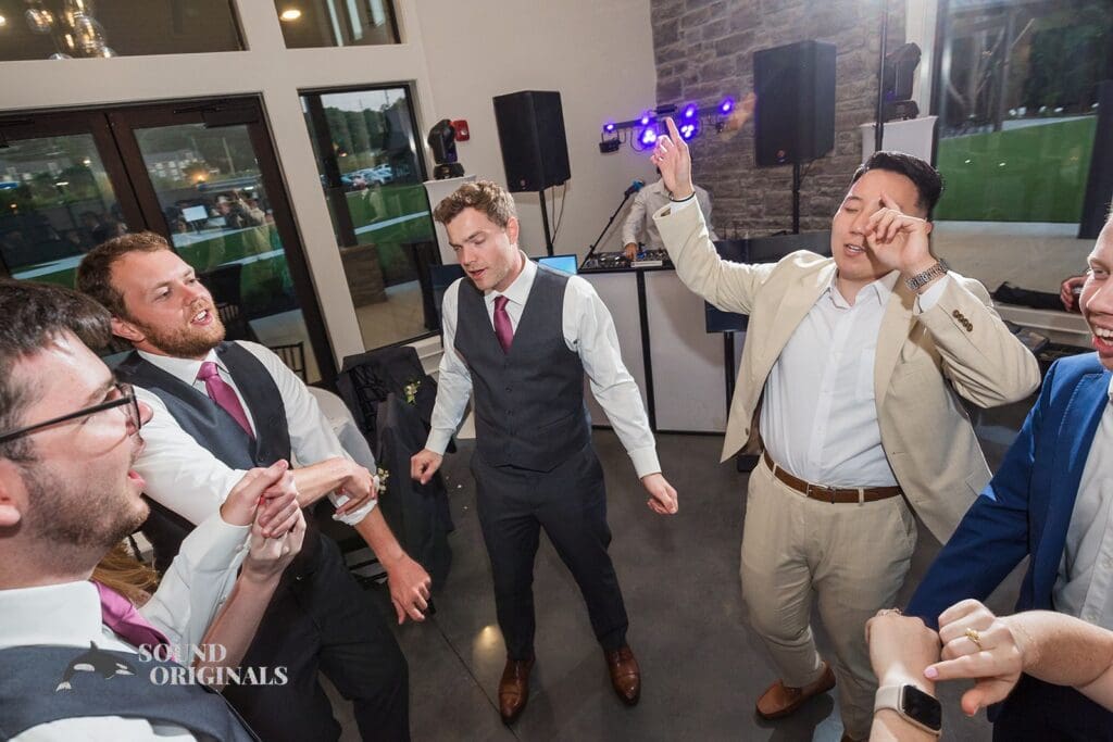 Guests dancing on the dance floor at The Oakley on the Lake Wedding
