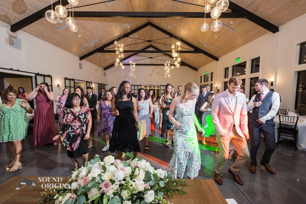 Guests on the dance floor at The Oakley on the Lake Wedding