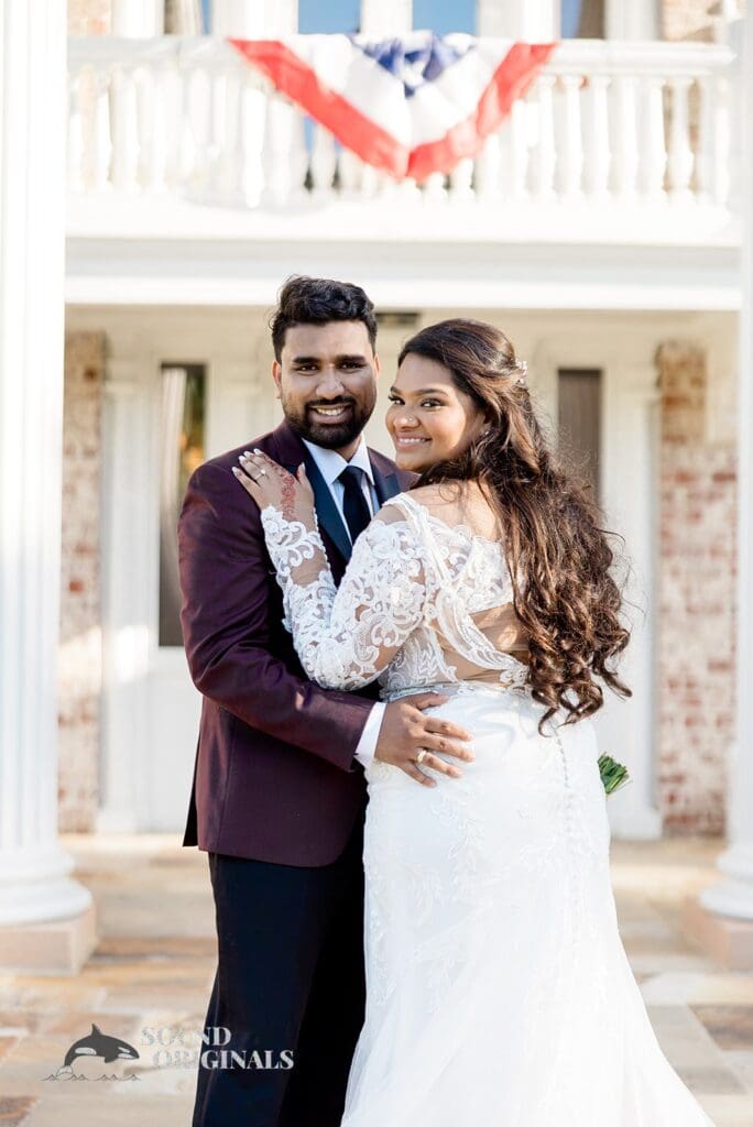 Romantic couple photo at their Embassy Suites by Hilton Naperville Wedding