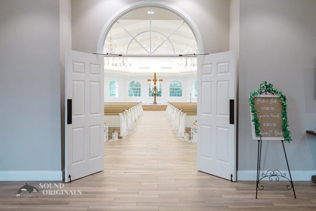 Harborside Chapel Wedding Entrance to the Harborside Chapel Wedding Ceremony