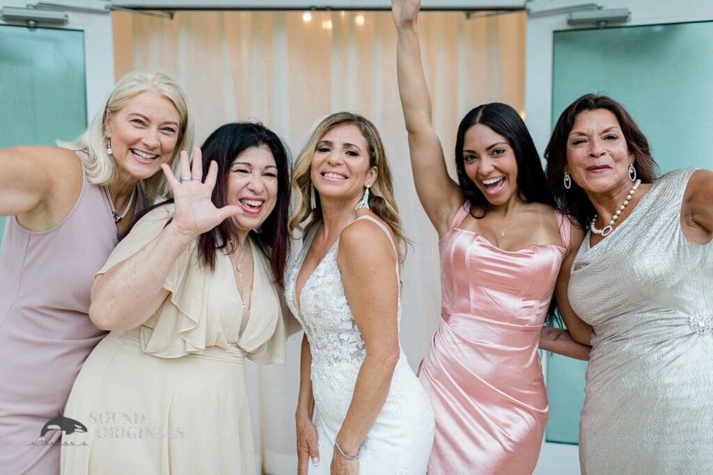 Harborside Chapel Wedding Wacky bride squad at the Harborside Chapel Wedding