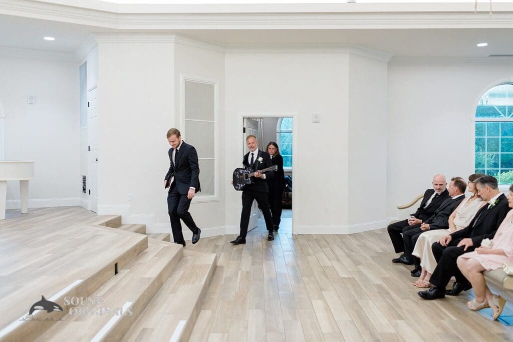 Harborside Chapel Wedding Entrance of the groom during the Harborside Chapel Wedding