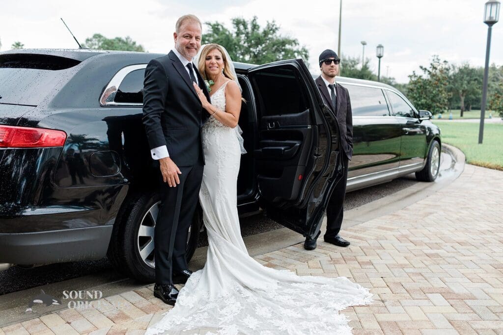 Harborside Chapel Wedding Newlyweds about to ride the limousine after the Harborside Chapel Wedding
