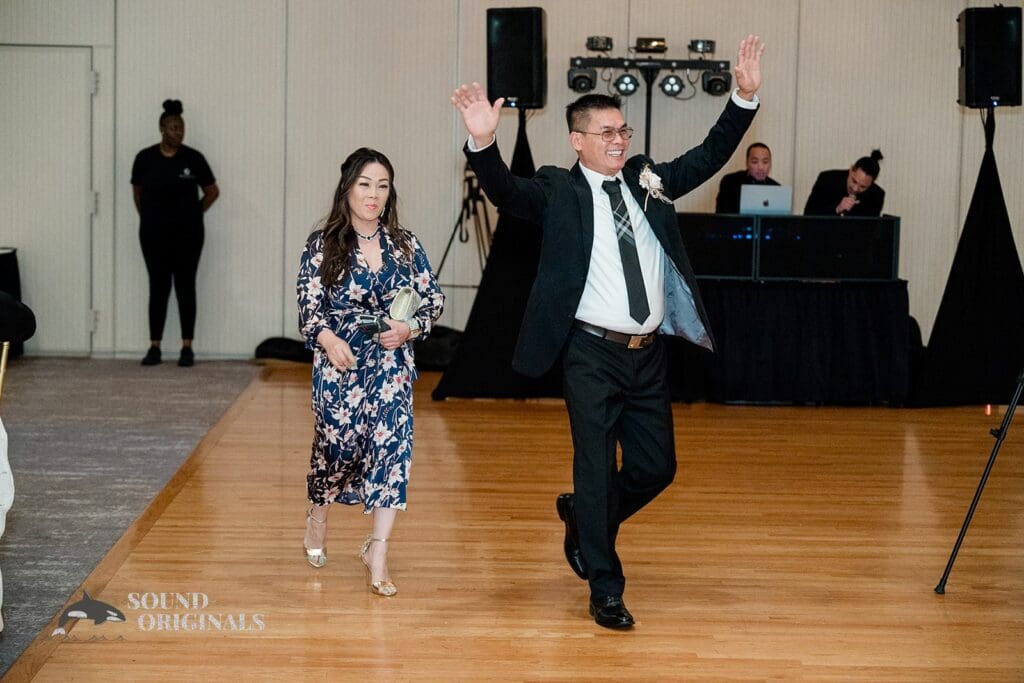 Couple arriving to the reception at The Abbington Distinctive Banquets Wedding