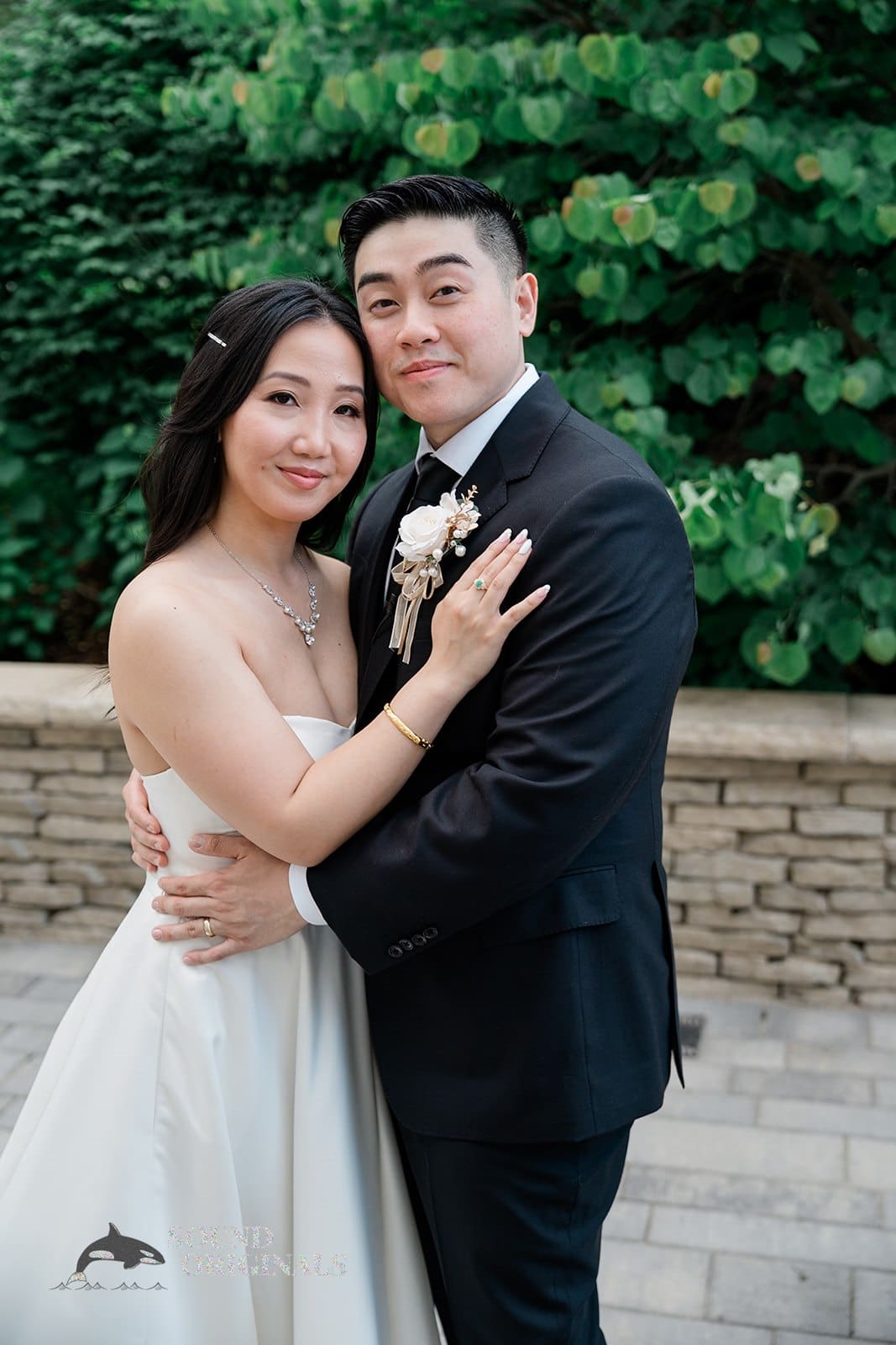 Stunning portrait of bride and groom at The Abbington Distinctive Banquets Wedding