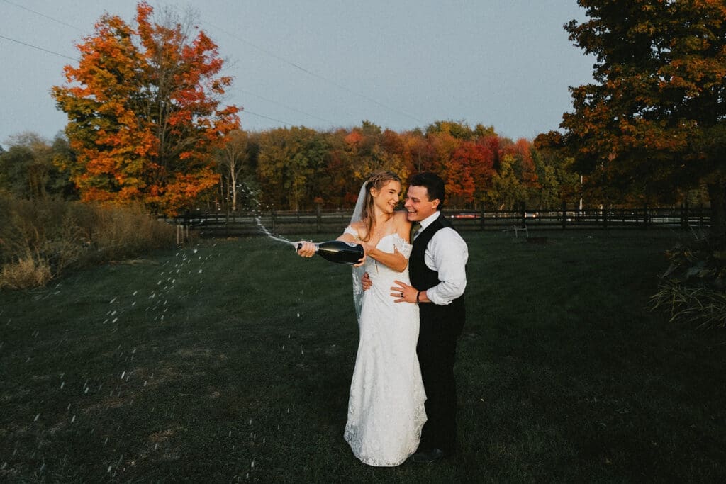 salem realife church fall wedding portraits with indoor ceremony and colorful outdoor scenery