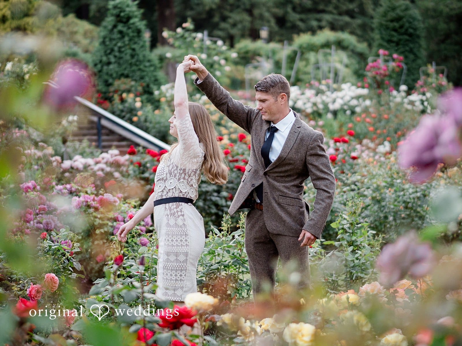 Portland International Rose Garden Engagement // Elizabeth & Daniel -