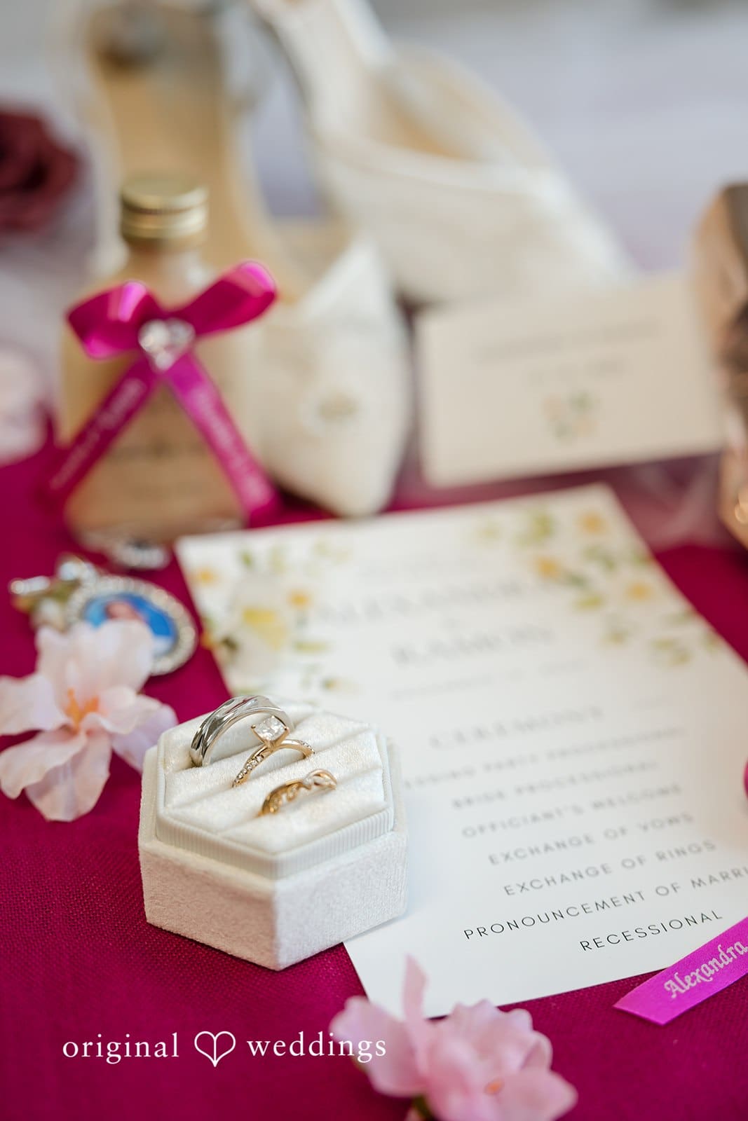 Ramon + Alexandra Romantic ring detail shot captured by Miami wedding photographer