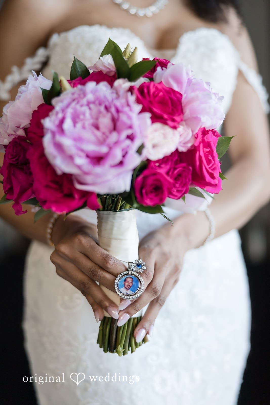 Ramon + Alexandra Elegant bride portrait holding floral bouquet