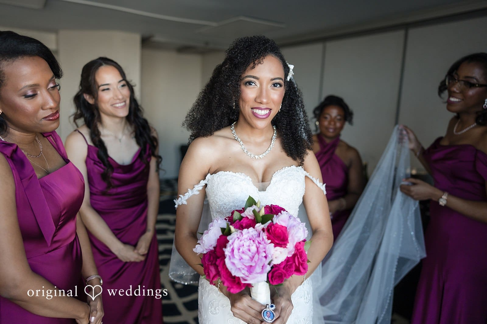 Ramon + Alexandra Bride with bridesmaids sharing joyful moment