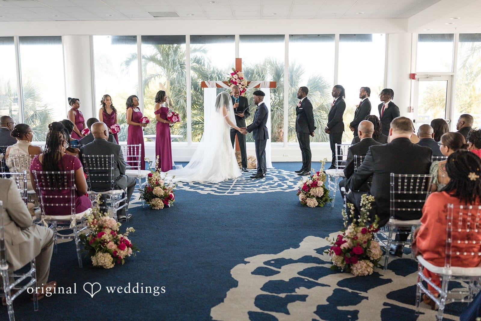 Ramon + Alexandra Emotional wedding ceremony moment captured by Miami wedding photographer at Bahia Mar Fort Lauderdale