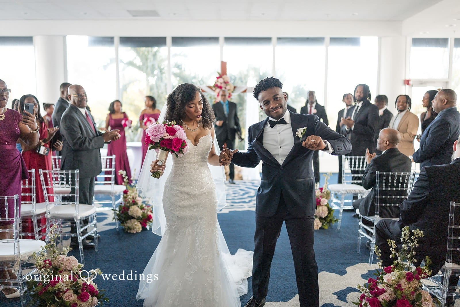 Ramon + Alexandra Bride and groom walking together after wedding ceremony