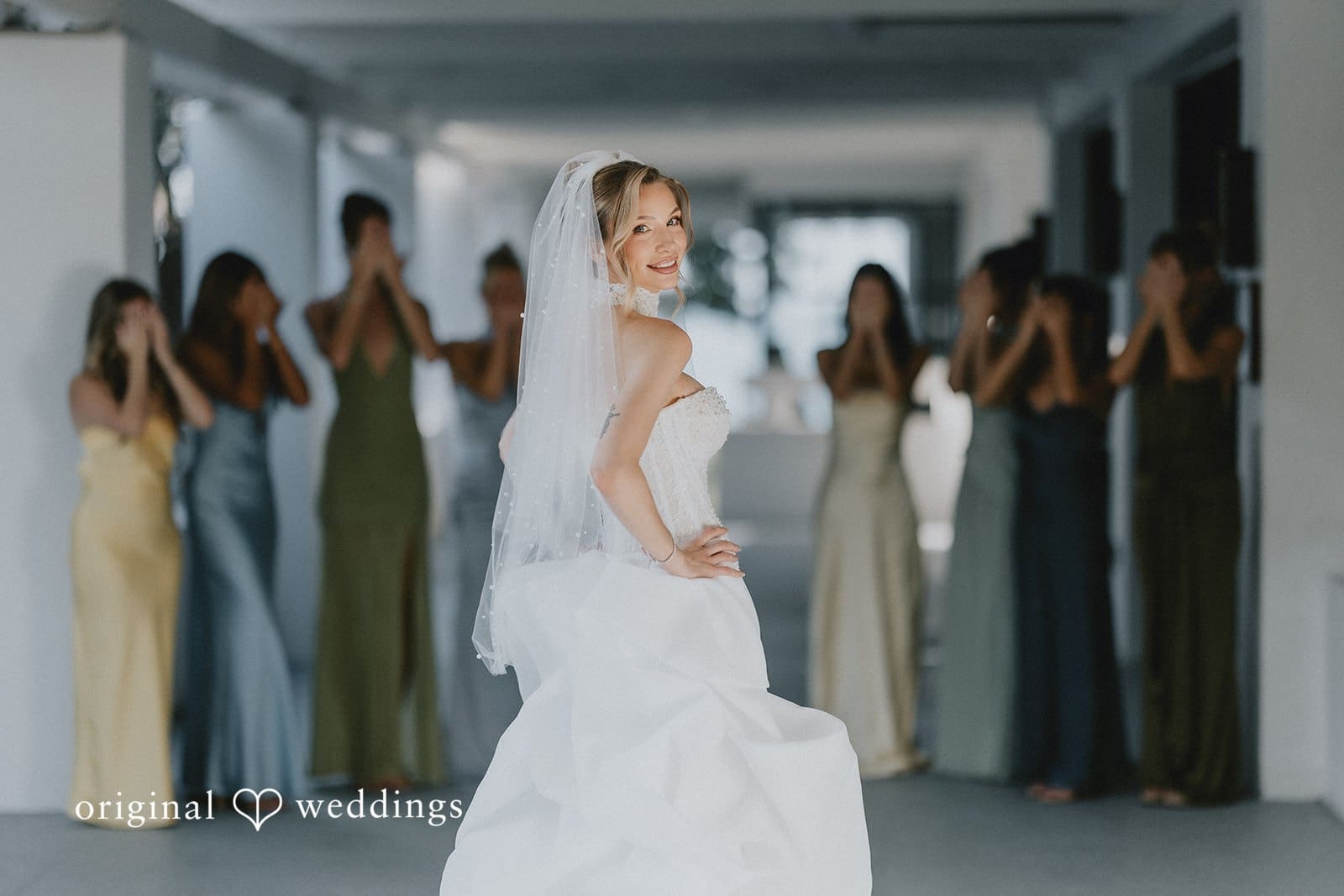 Sabrina + Ryan Joyful reaction as bride reveals her dress.
