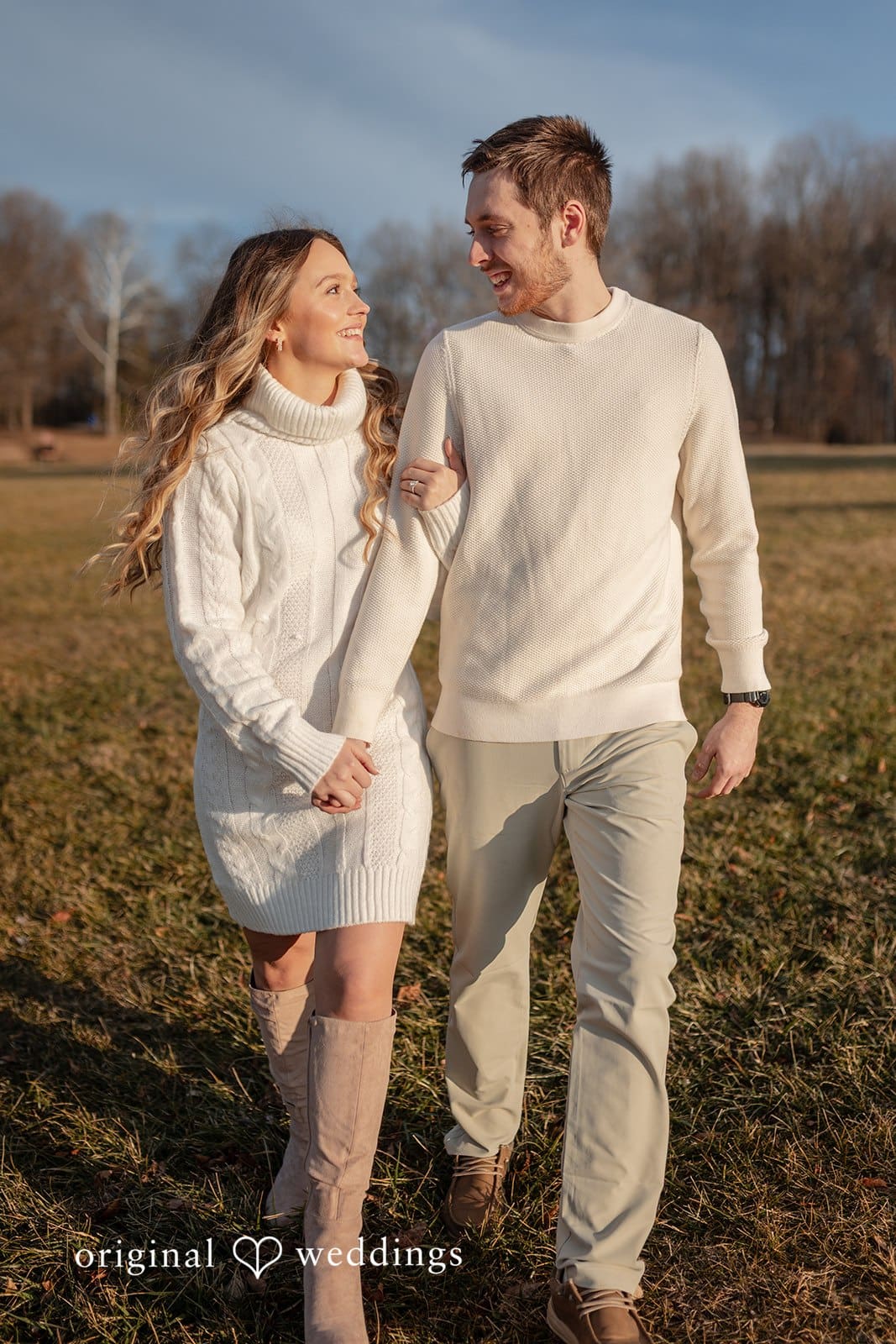 Rosemary + James A romantic portrait of the couple taking a walk at Black Hill Regional Park