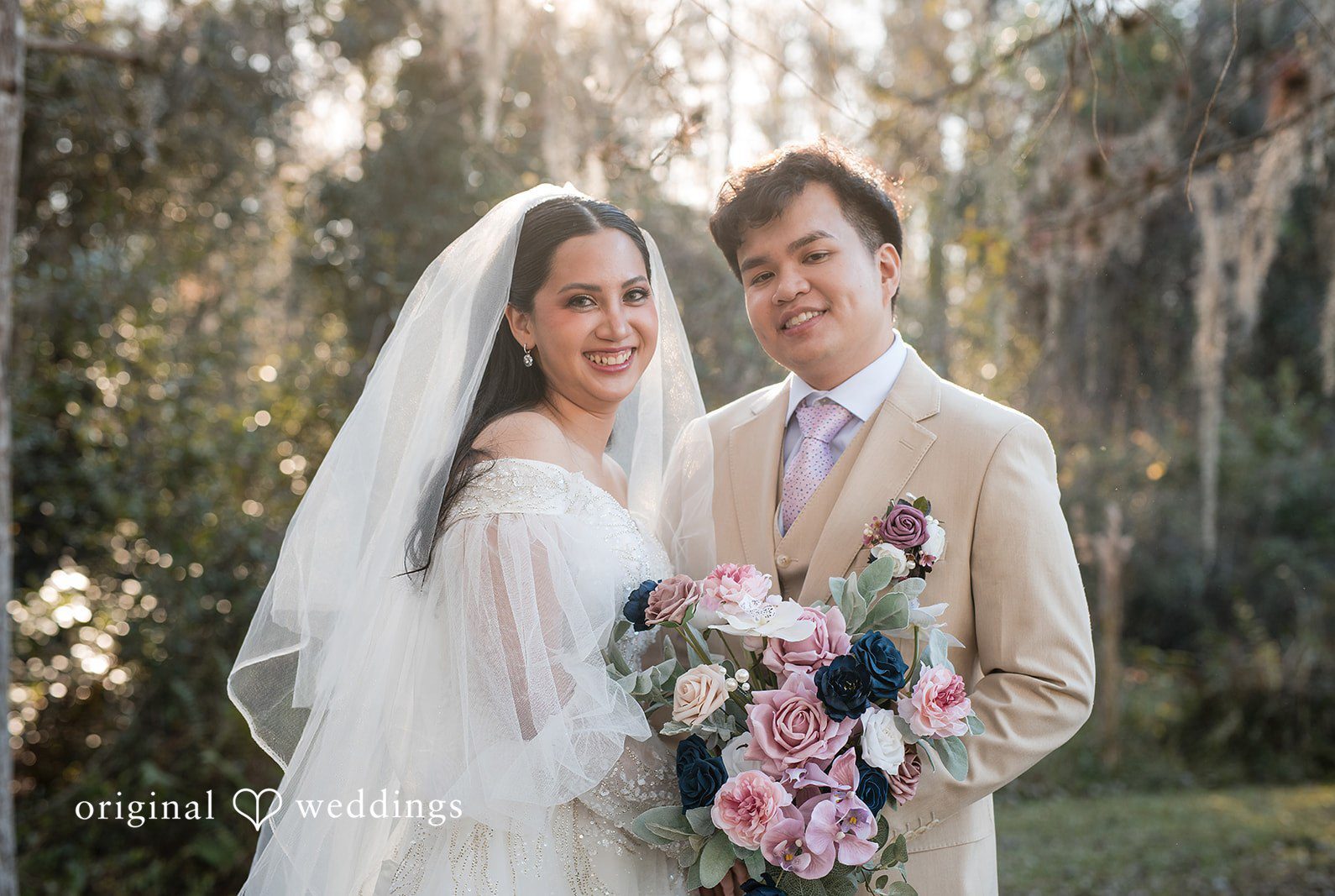 Wedding portrait of a couple at Canterbury Hall Tampa wedding photographer from original weddings.