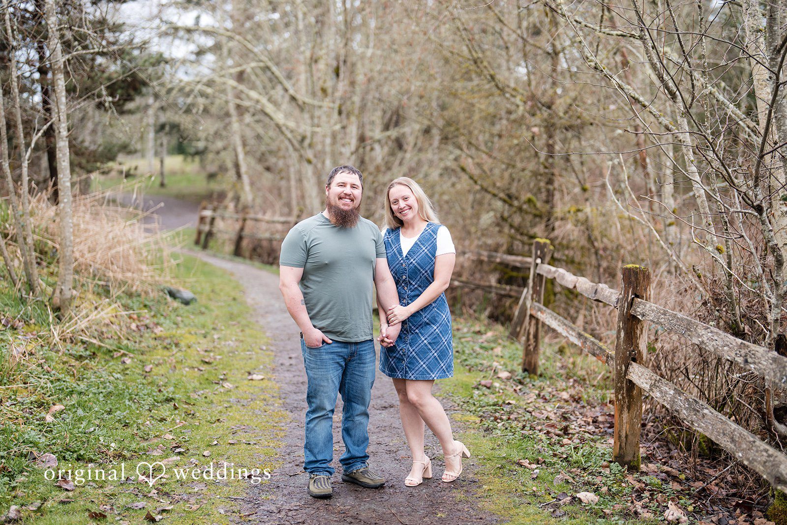 Kayla + Dillon Romantic photo of bride and groom standing together and smiling at Clark Lake Park