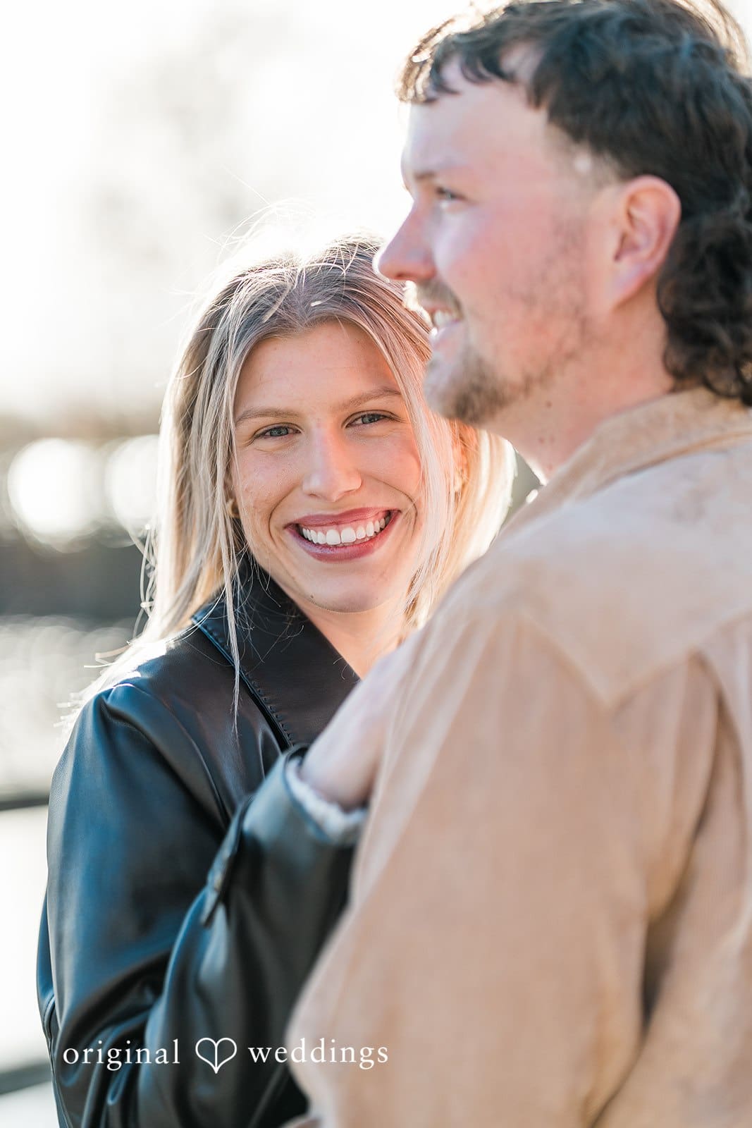 A happy portrait of the couple captured by our Detroit wedding photographer